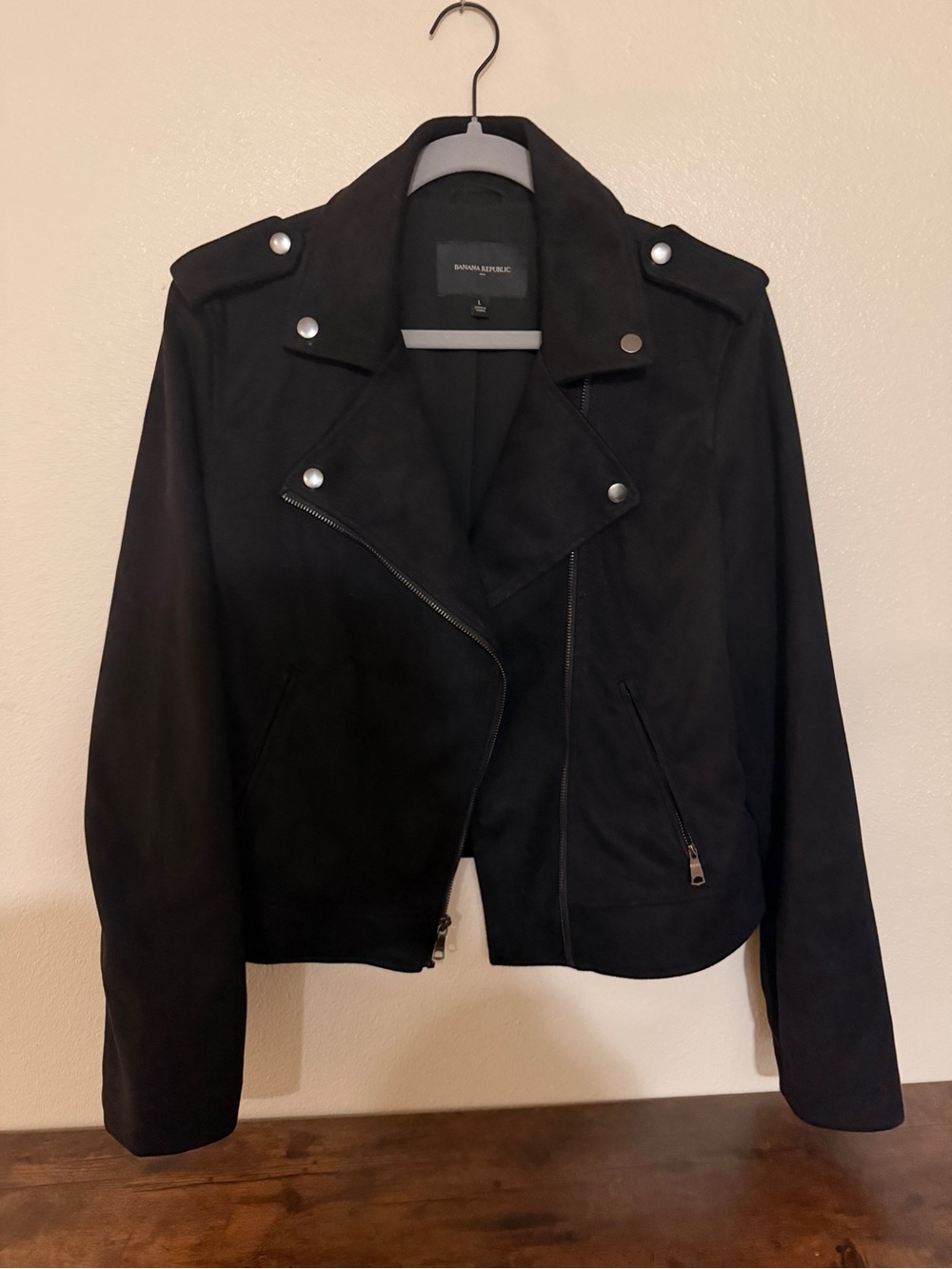 Banana Republic Women's Faux Suede Black Moto Jacket